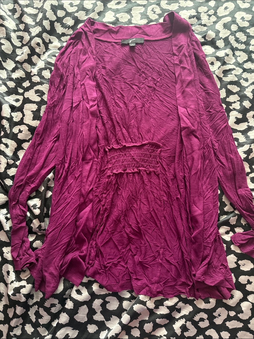Women’s Fuchsia Open-Front Cardigan with Ruched Waist - Unbranded